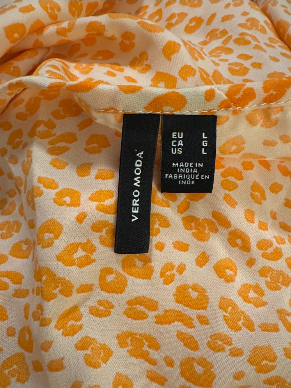 Vero Moda Orange Wrap Leopard Print Short Sleeve Top Size L - Picture 3 of 4